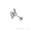 MULTI CZ MARQUISE CLUSTER WITH THREE ROUND CZ THREADLESS (PUSH IN) 316L SURGICAL STEEL LABRET SET